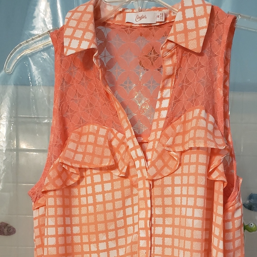 Candie's peach lace blouse